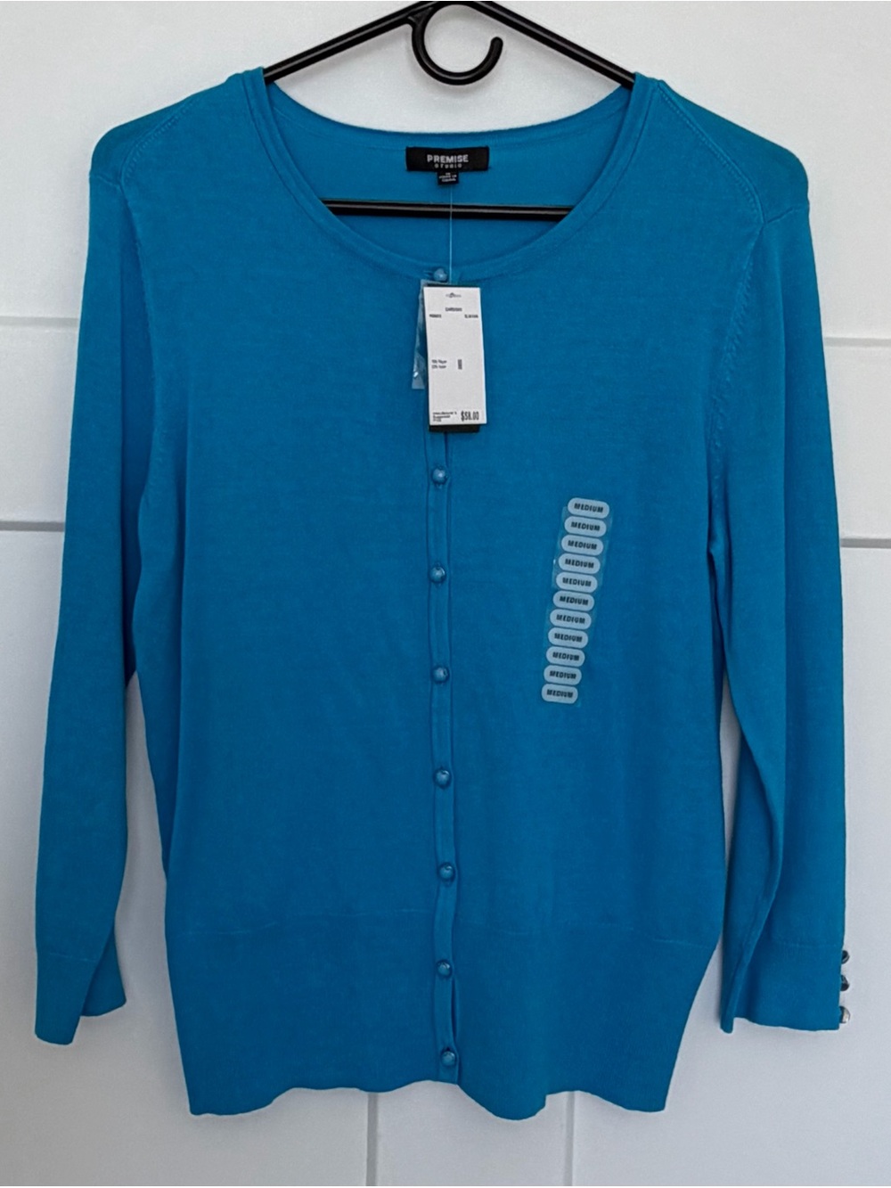 Premise Studio NWT Crewneck 3/4 Sleeve button-Down Cardigan Sweater Sz Medium